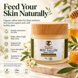 NOVA TALLOW whipped beef tallow honey balm, 60g jar with honey and dry skin moisturizing and skin barrier care benefits. 